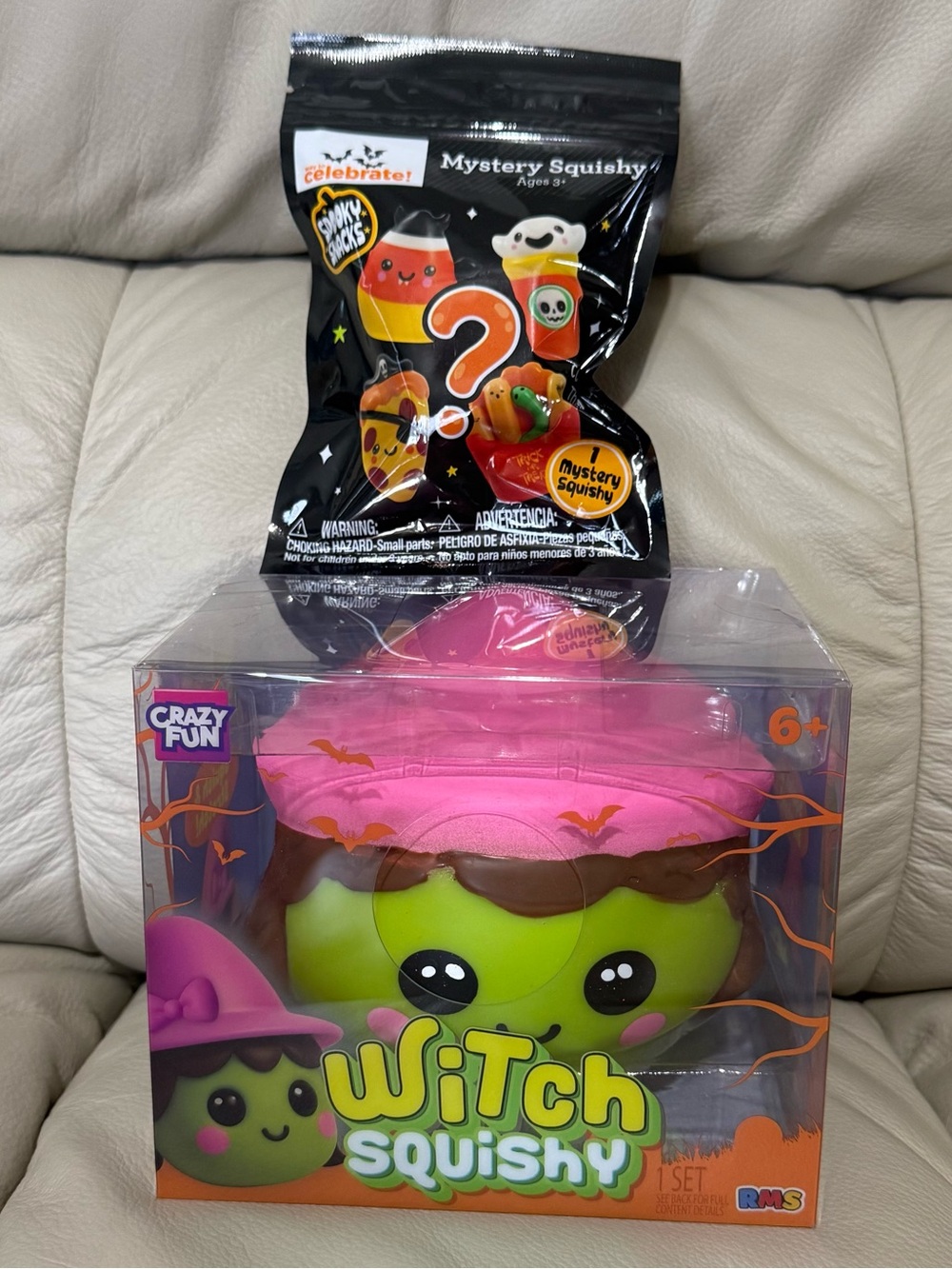 NEW RMS Crazy Fun Witch Squishy Toy Halloween Spooky Squish Fidget Green Purple